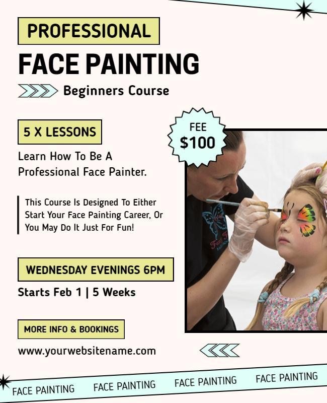 Beginner Face Painting Course Flyer Template