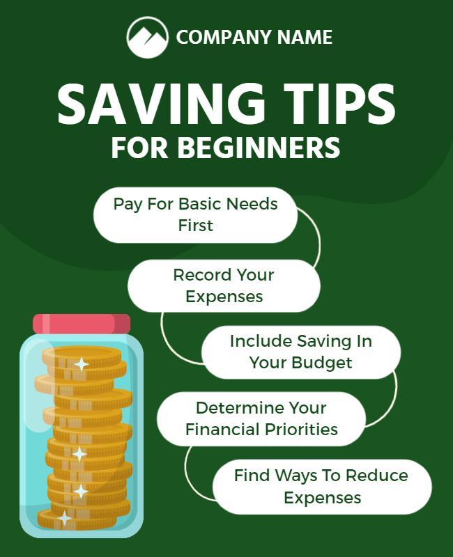 Beginner Financial Saving Tips Flyer Template