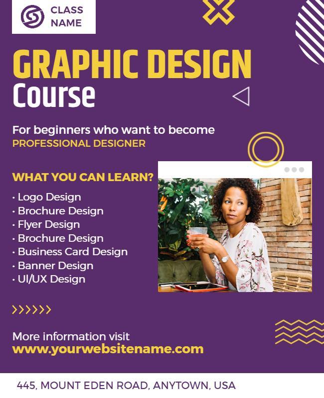 Beginner Graphic Design Course Flyer Template