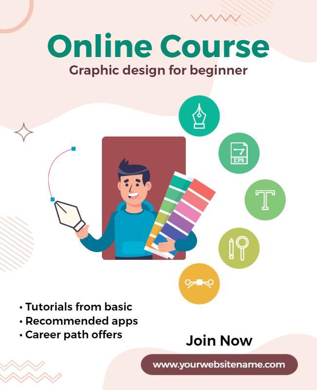 Beginner Graphic Design Online Course Flyer Template