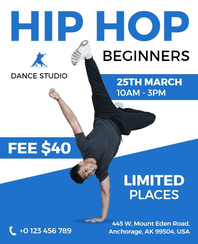 Beginner Hip Hop Dance Studio Class Flyer Template