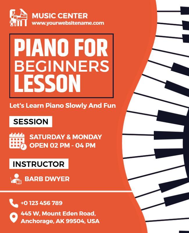 Beginner Piano Lessons Session Flyer Template