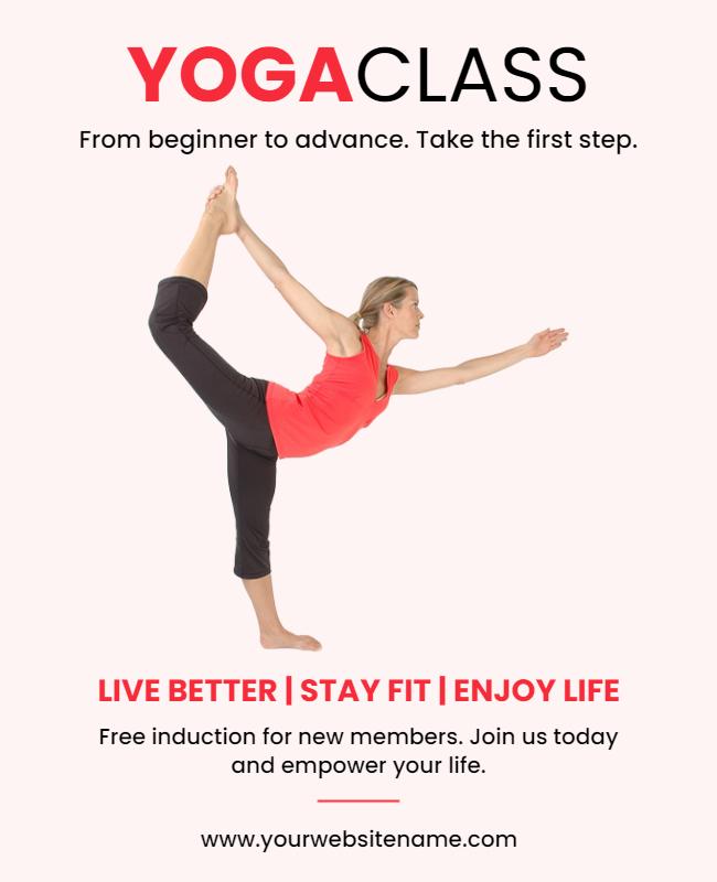 Beginner to Advanced Yoga Class Flyer Template