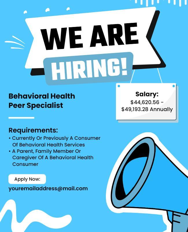Behavioral Health Peer Specialist Hiring Flyer Template