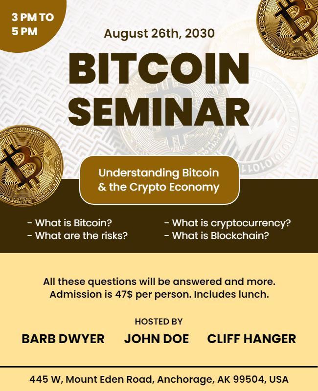 Beige Shades Bitcoin Seminar Flyer Template