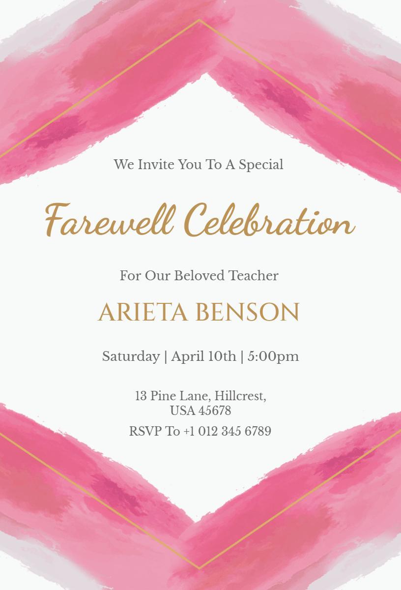 Beloved Teacher Farewell Celebration Event Invitation Template