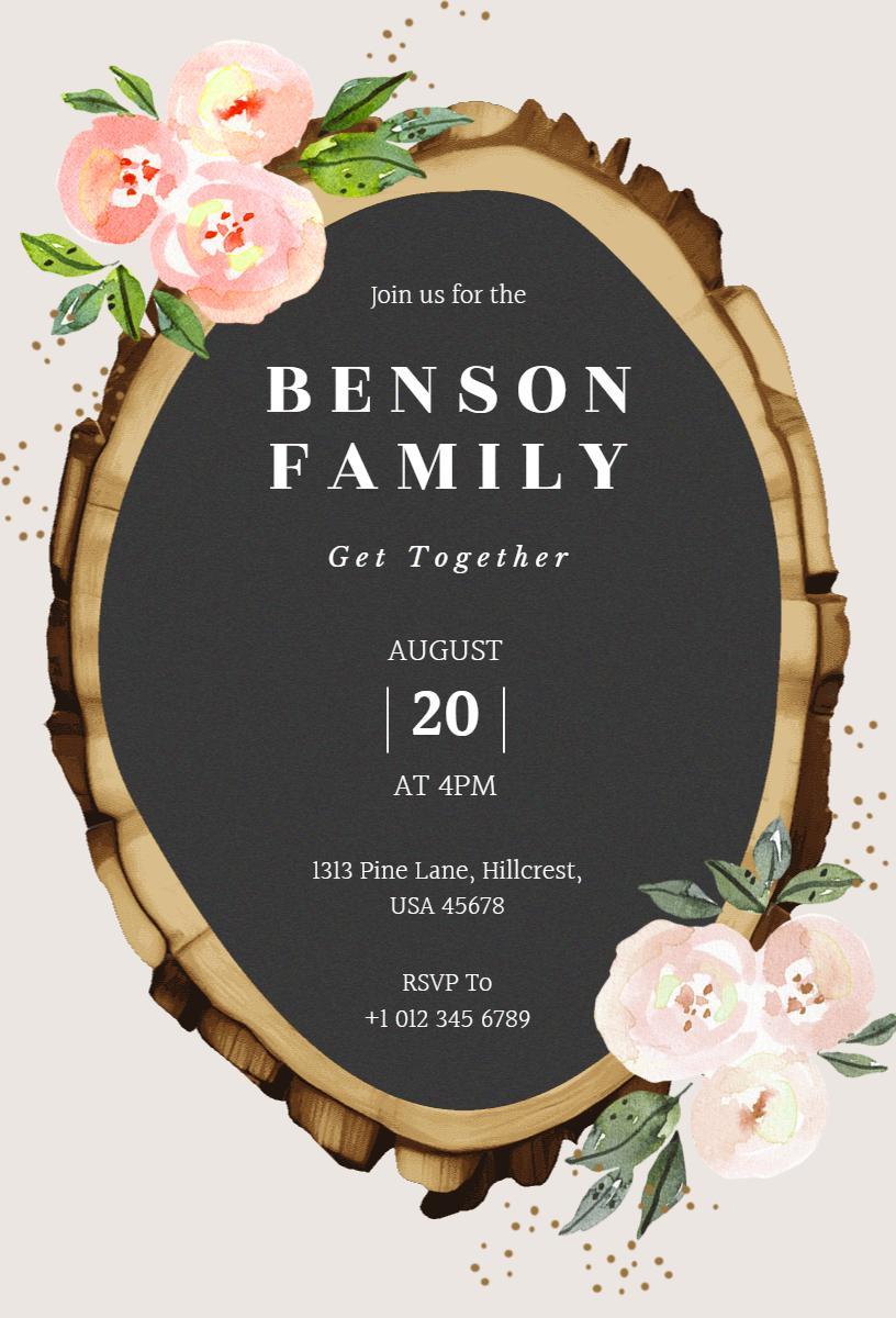 Benson Family Floral Gathering Get Together Invitation Template