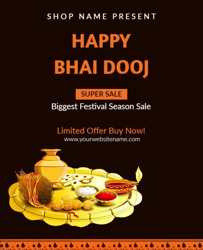 Bhai Dooj Festival Sale Announcement Flyer Template