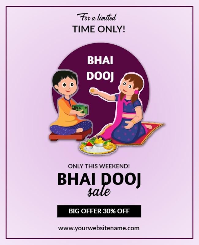 Festive Purple Bhai Dooj Sale Flyer Template