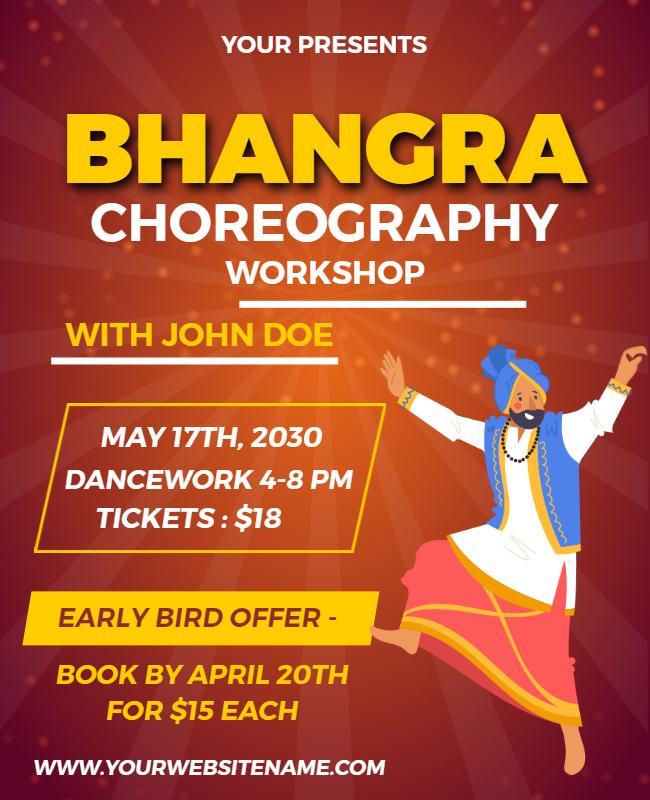 Bhangra Choreography Workshop Flyer Template