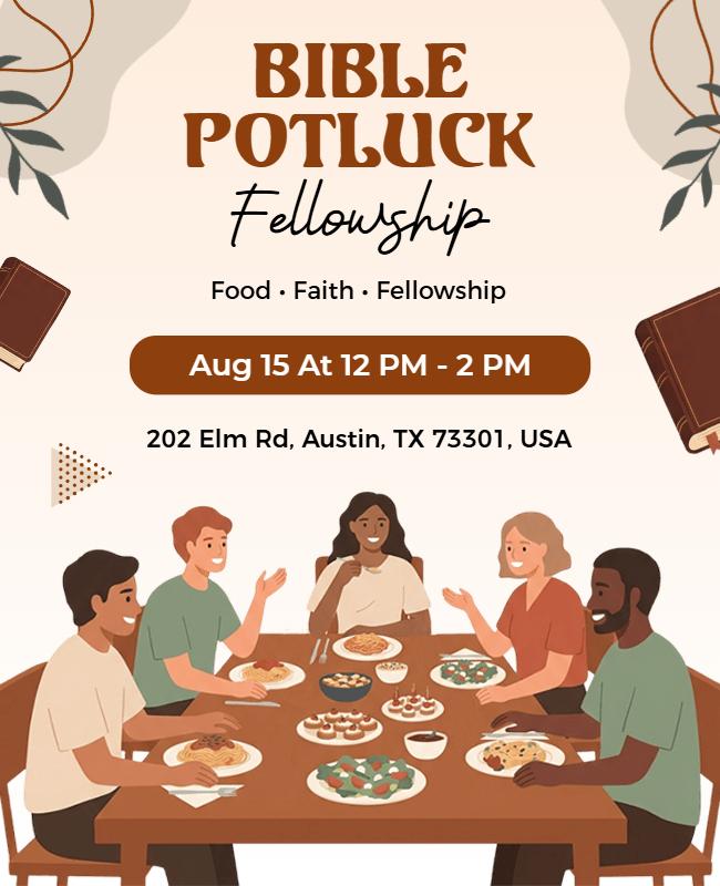 Bible Potluck Fellowship Gathering Flyer Template