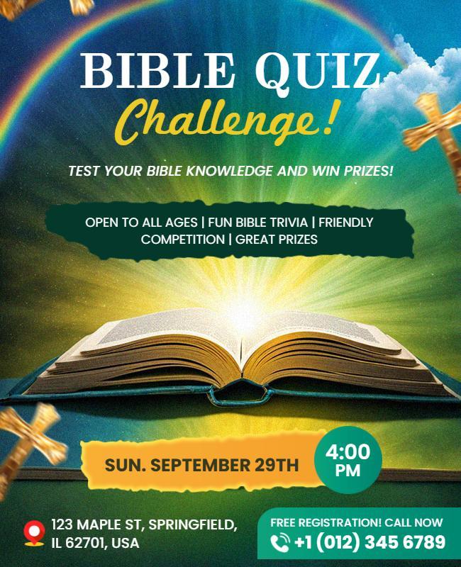 Bible Quiz Challenge Competition Flyer Template