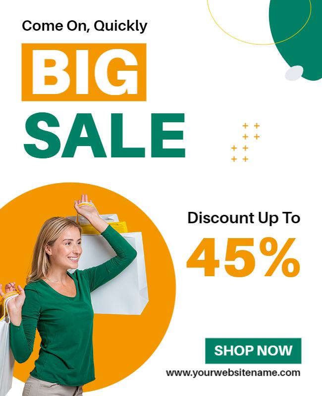 Vibrant Green Minimalist Big Sale Discount Flyer Template