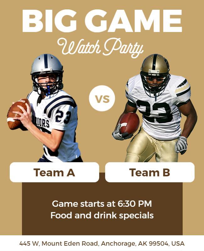 Big Game Football Watch Party Flyer Template