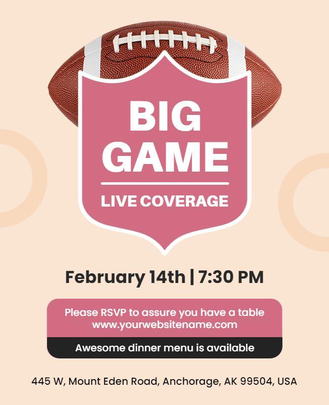 Big Game Live Football Coverage Flyer Template