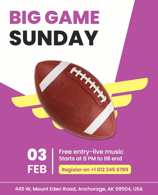 Big Game Sunday Football Event Flyer Template