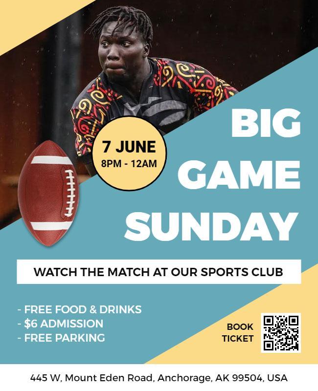 Big Game Sunday Sports Event Flyer Template