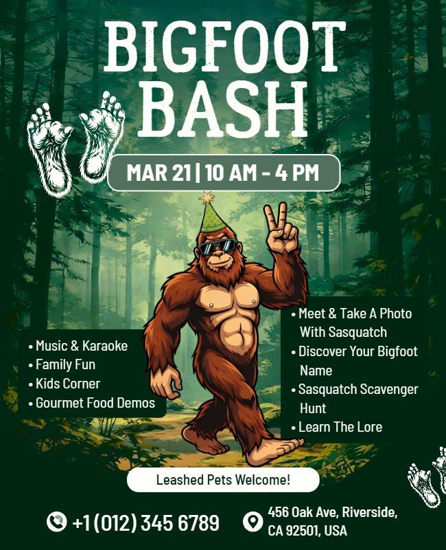 Bigfoot Adventure Bash Event Flyer Template
