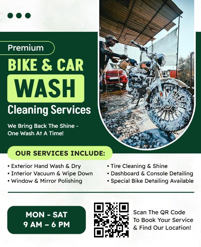 Bike and Car Wash Cleaning Service Flyer Template