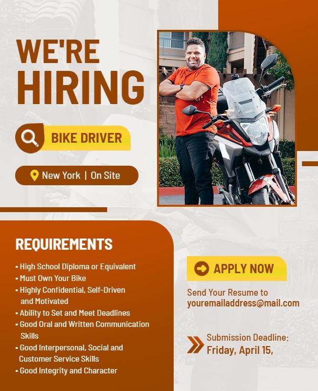 Bike Driver Job Hiring Flyer Template