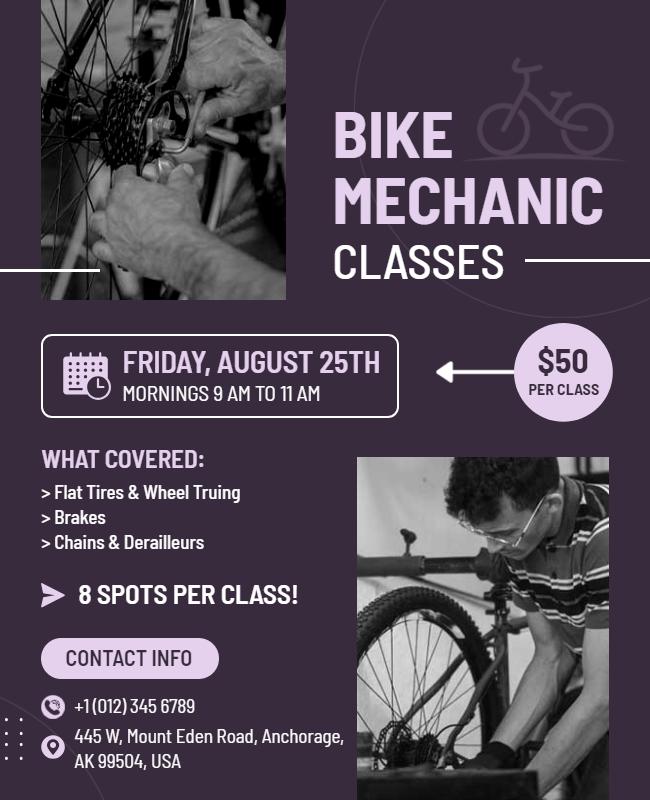 Bike Mechanic Skills Workshop Flyer Template