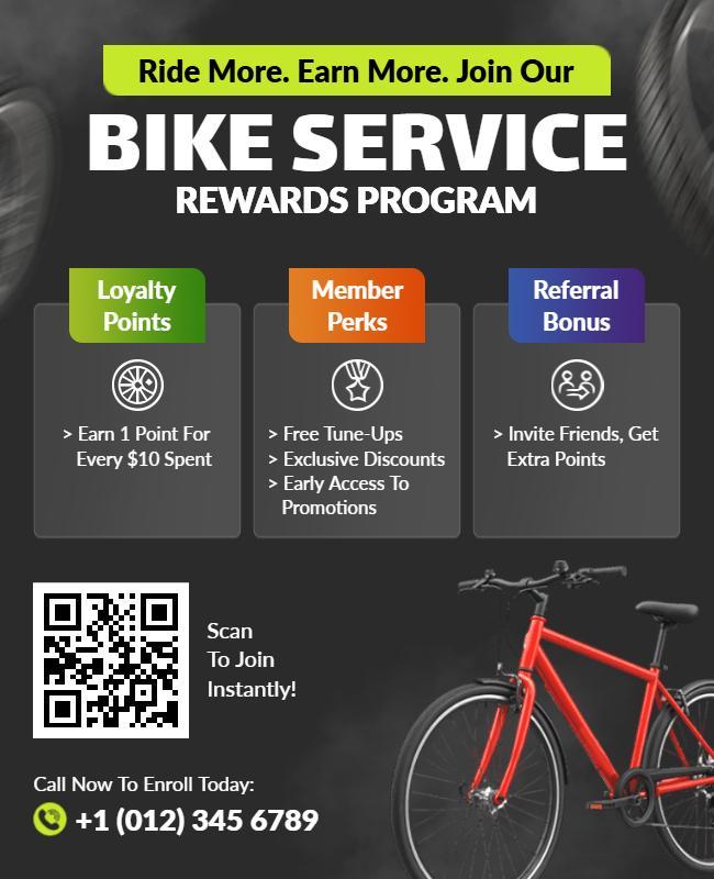 Bike Service Rewards Program Flyer Template