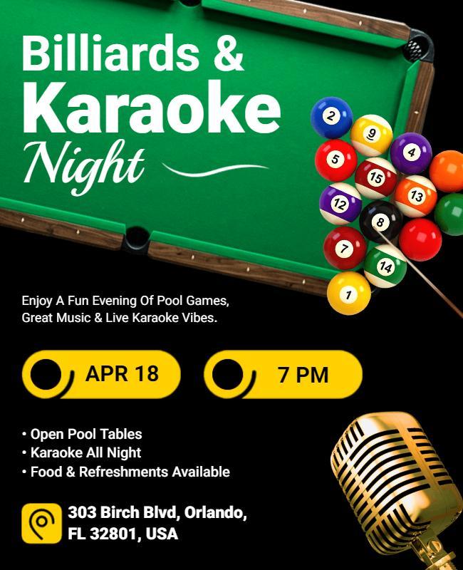 Billiards and Karaoke Night Event Flyer Template