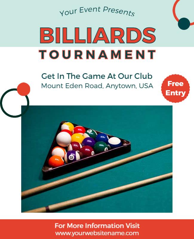 Billiards Club Tournament Event Flyer Template