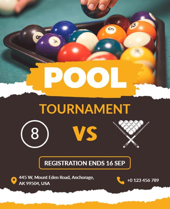 Vibrant Yellow Pool Tournament Challenge Flyer Template