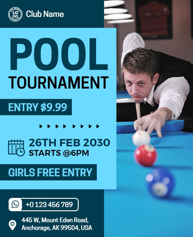 Dynamic Blue Pool Tournament Competition Flyer Template