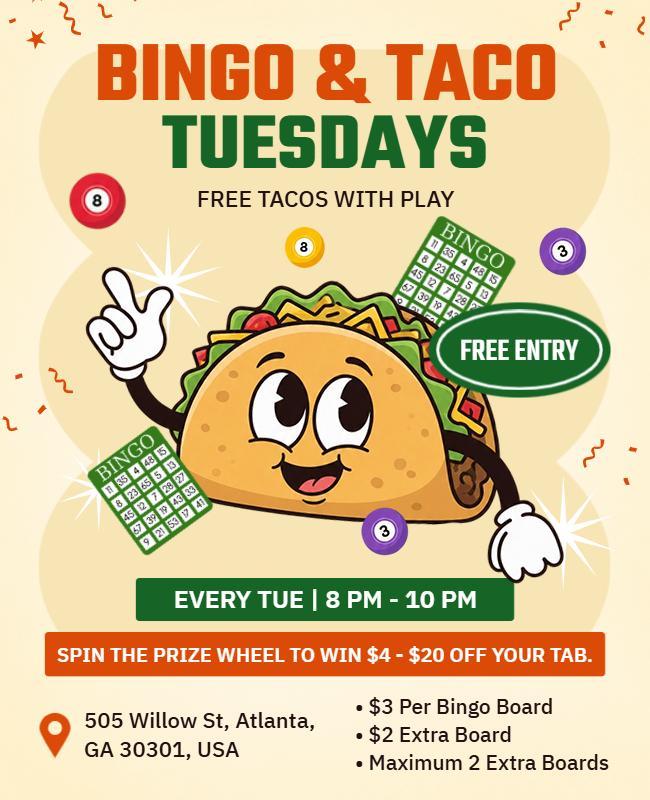 Bingo and Taco Tuesdays Event Flyer Template