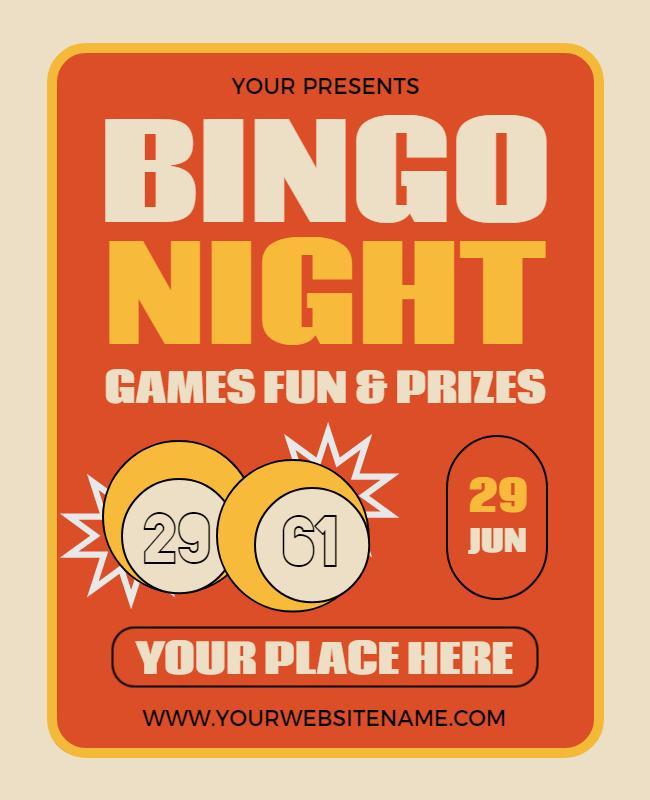 Playful Retro Bingo Night Fun Games Flyer Template