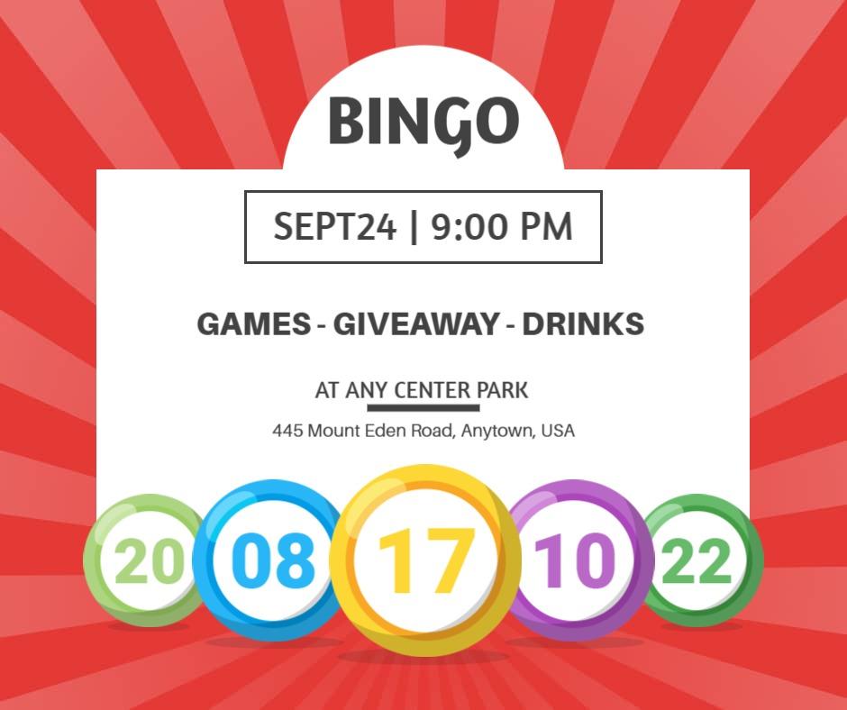 Bingo Night Event with Games and Giveaway Facebook Flyer Template