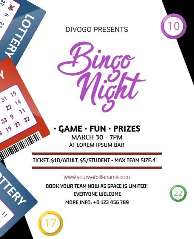 Playful Colorful Bingo Night Game Event Flyer Template