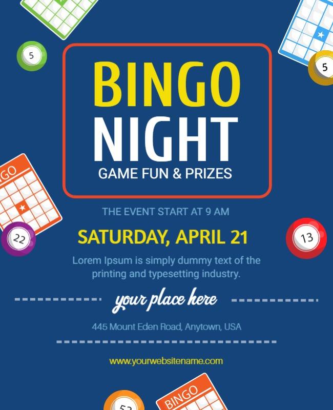 Bingo Night Game Fun and Prizes Flyer Template