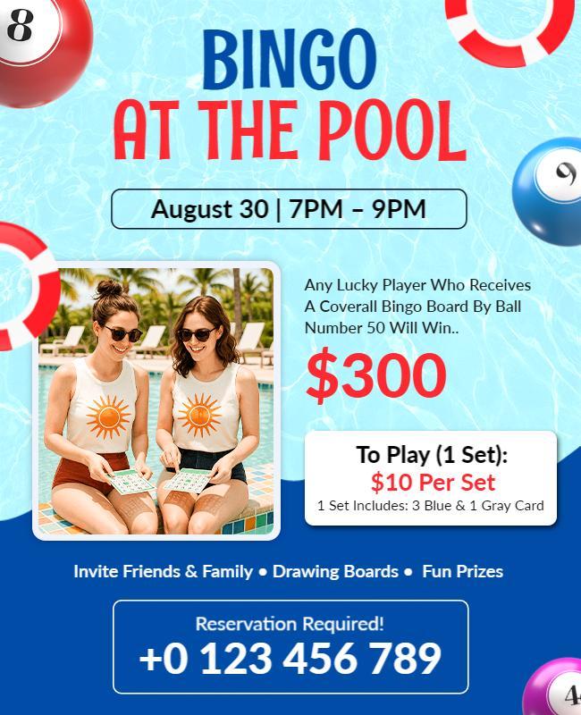 Bingo Pool Party Event Flyer Template