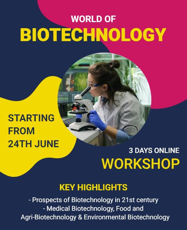 Biotechnology Online Workshop Announcement Flyer Template