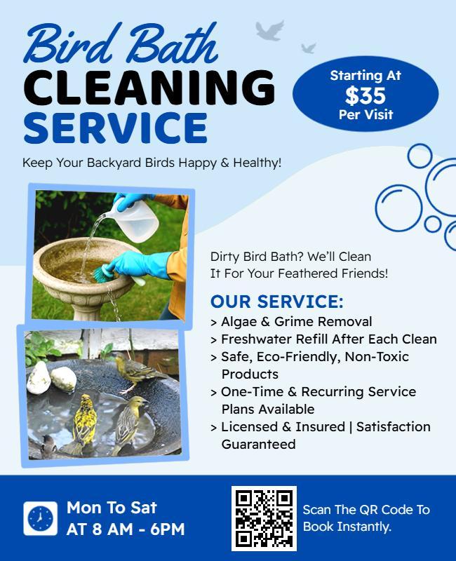 Bird Bath Cleaning Service Flyer Template