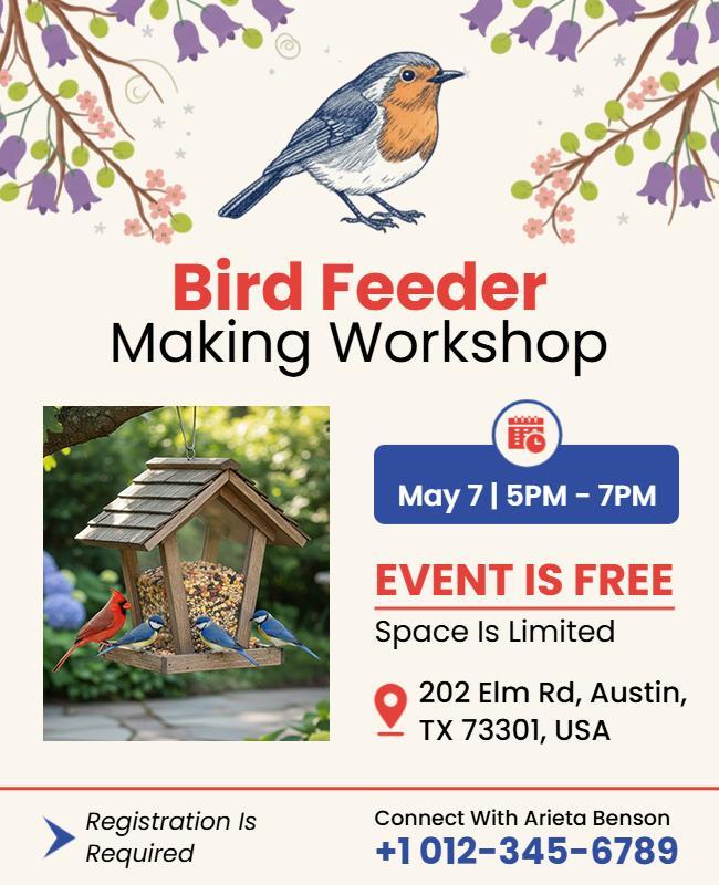 Bird Feeder Making Workshop Event Flyer Template