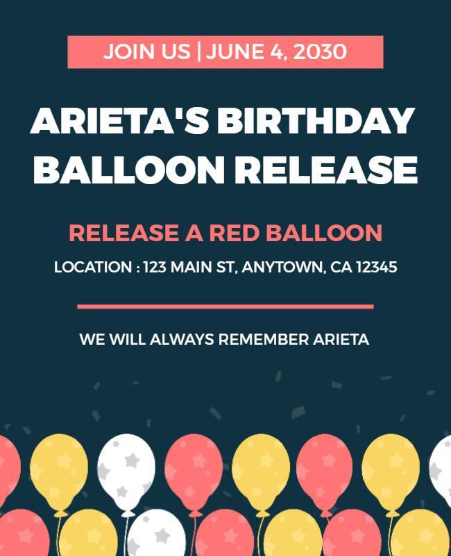 Birthday Balloon Release Celebration Flyer Template