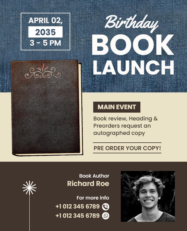 Birthday Book Launch Event Flyer Template