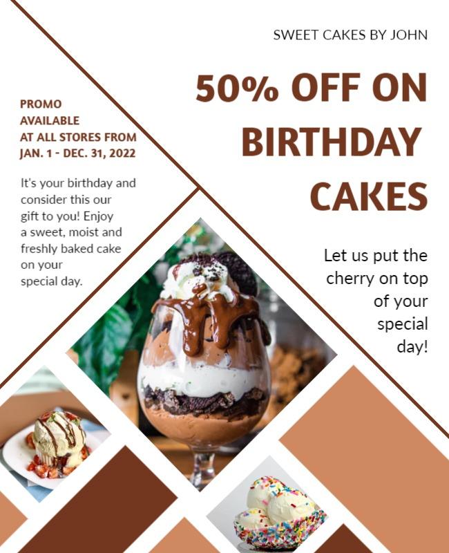 Birthday Cake Discount Promotion Flyer Template