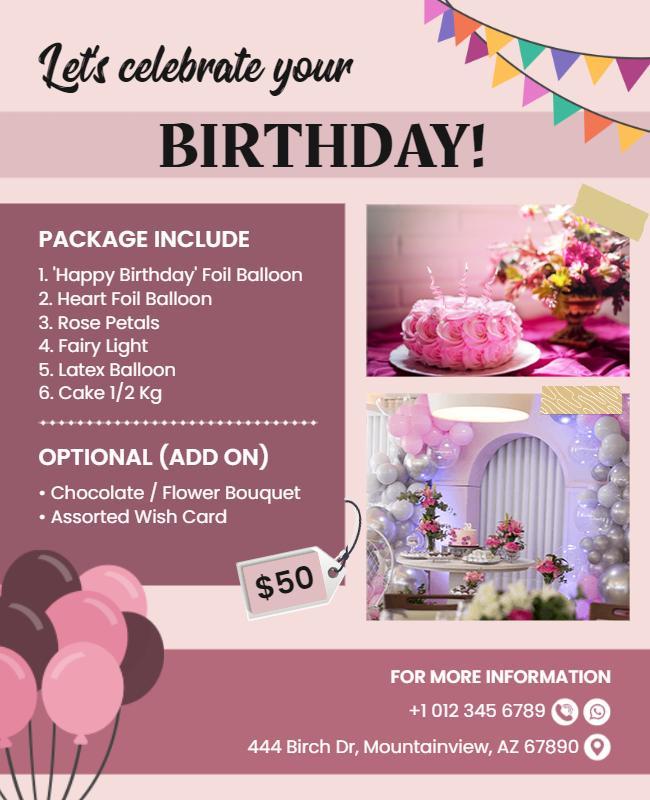 Birthday Celebration Package Flyer Template