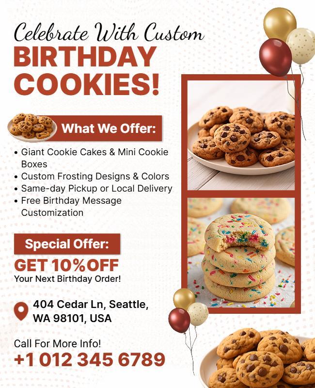 Birthday Cookies Customization Offer Flyer Template