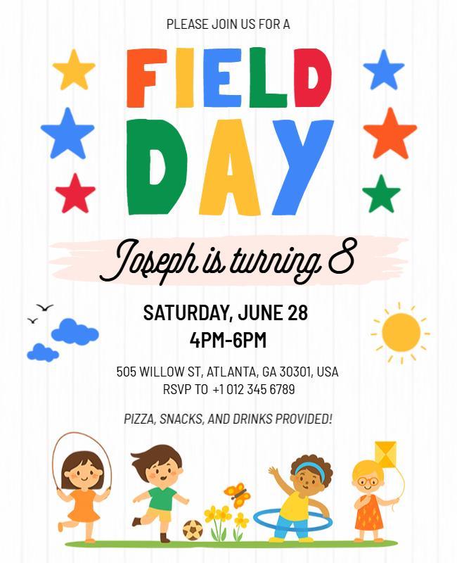 Birthday Field Day Event Invitation Flyer Template