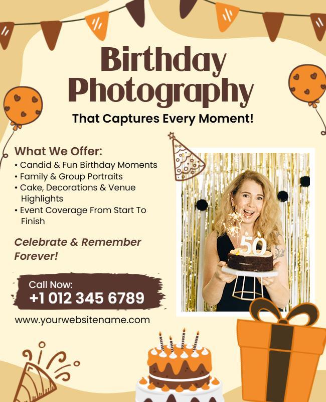Birthday Photography Services Promotional Flyer Template