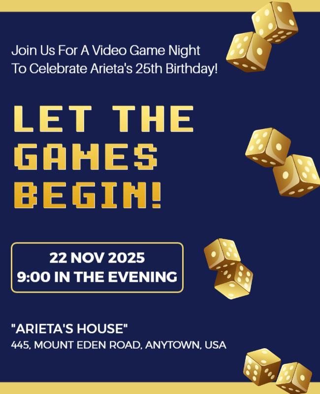 Birthday Video Game Night Invitation Flyer Template