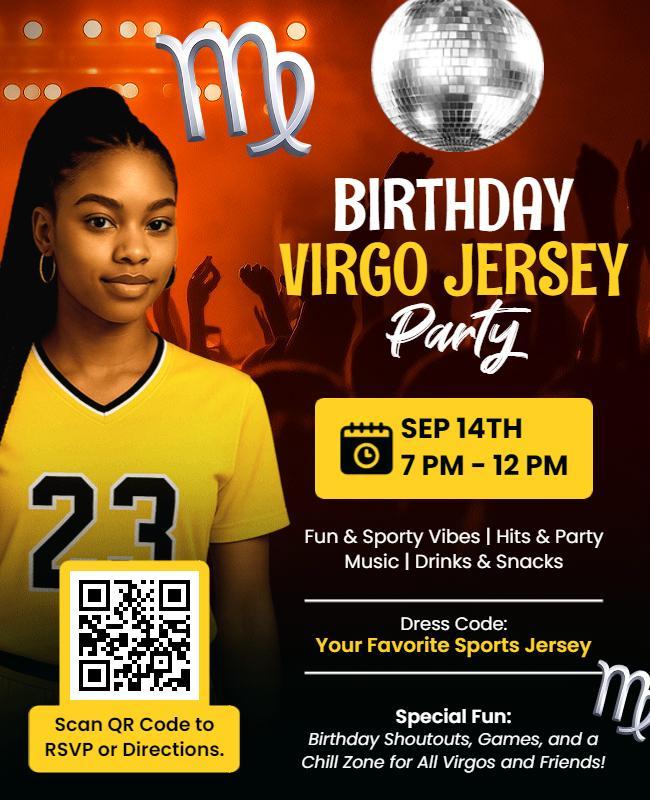 Birthday Virgo Jersey Party Flyer Template