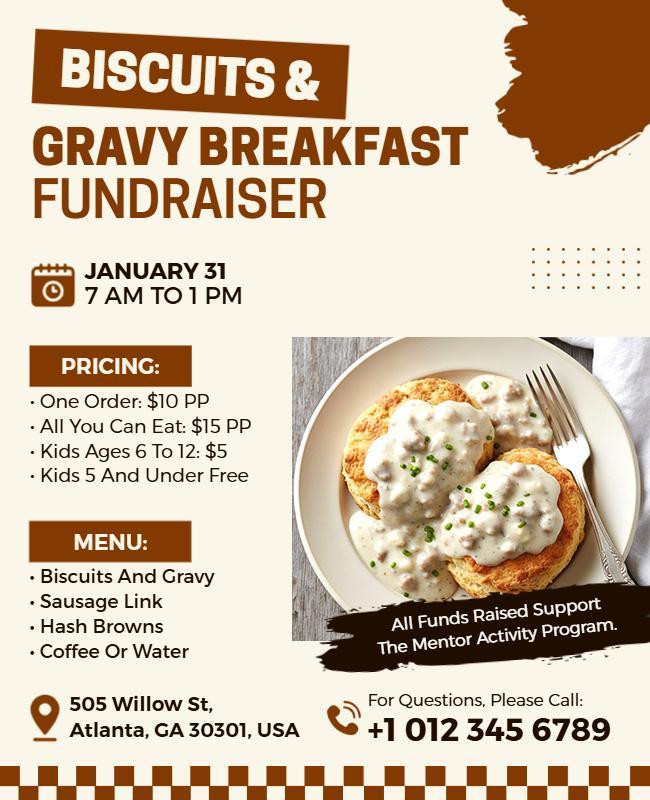 Biscuits and Gravy Breakfast Fundraiser Flyer Template