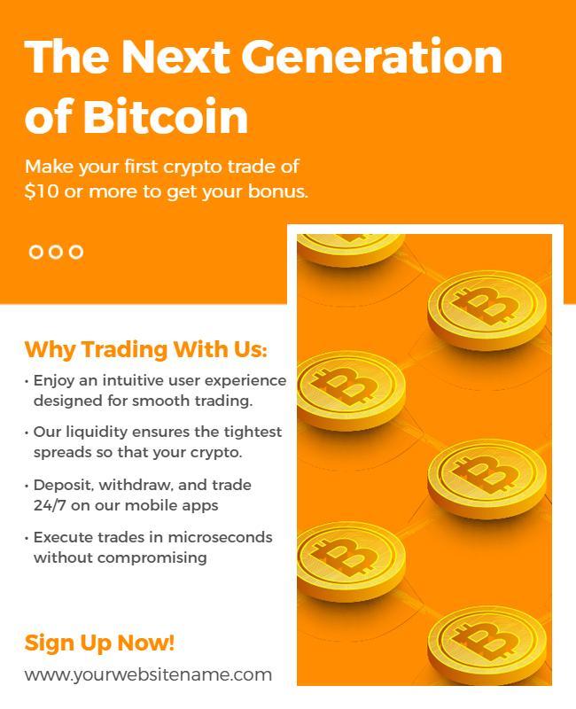 Bitcoin Cryptocurrency Trading Promotion Flyer Template